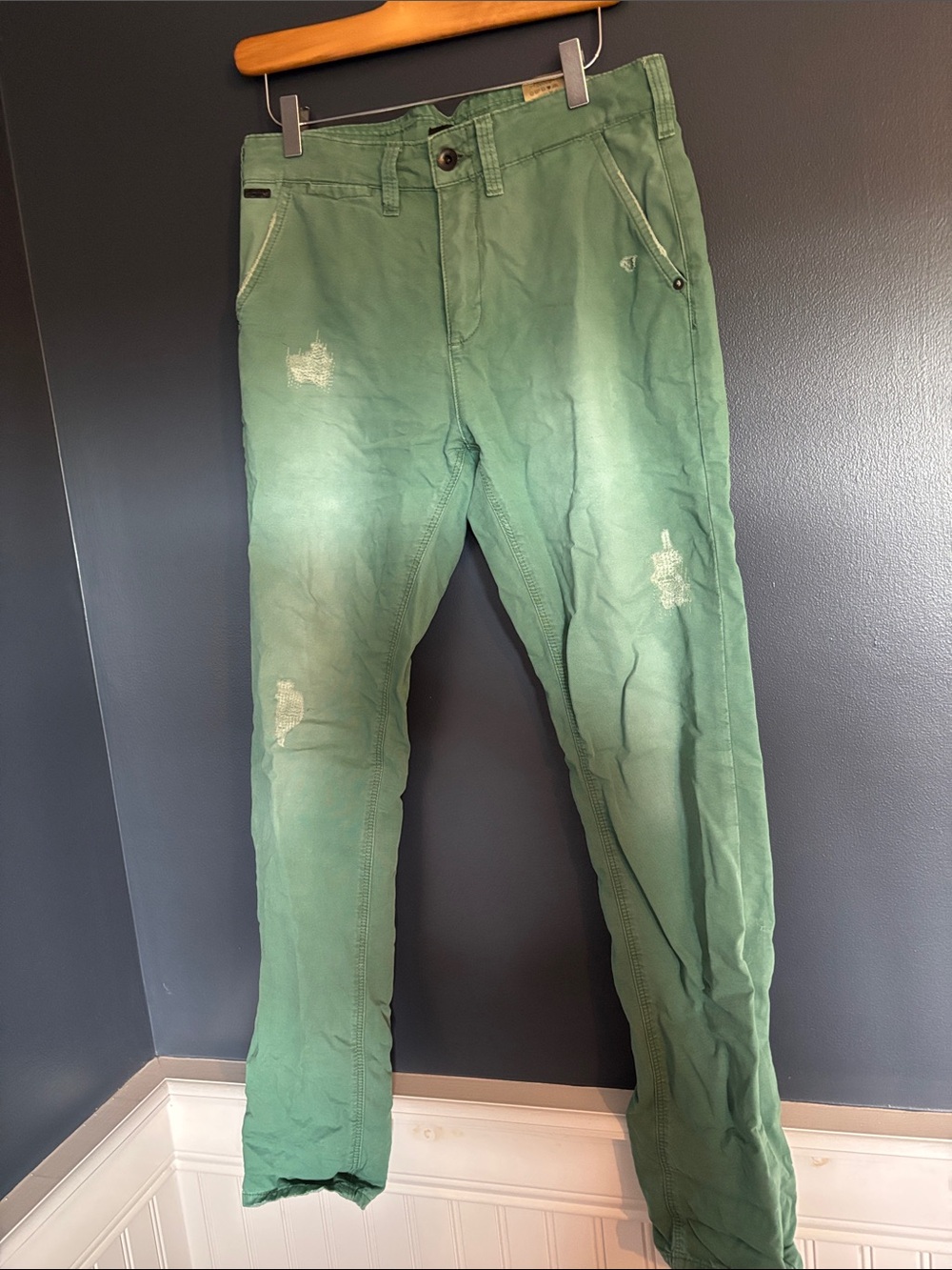 Scotch & Soda green distressed chinos